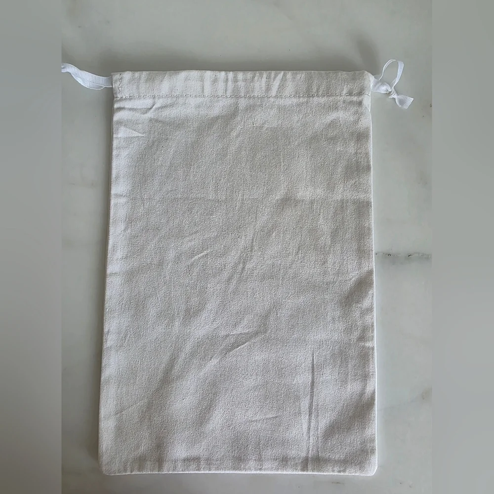Dior White Dust Bag Small Drawstring Pouch Gold Logo Authentic